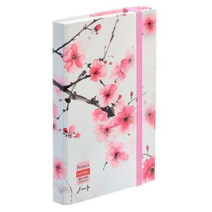 Записная книжка А6 80л 50л на резинке Цветущая сакура 