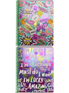 Тетрадь А5 96л клетка Надписи и цвет