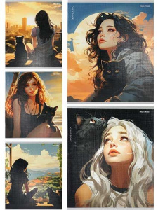 Тетрадь А5 48л клетка Девушки и котики