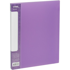 Папка на 2 кольцах А4 25мм СТАММ Кристалл пластик фиолетовая