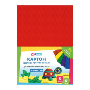 Картон цветной А4 5л 5цв ArtSpace гофрированный волнистый в пакете