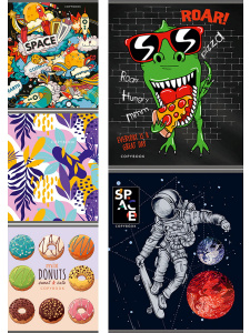 Тетрадь А5 96л клетка Микс