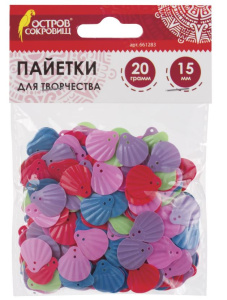 Пайетки для творчества Ракушки цвет пастель ассорти 15мм 20г Остров сокровищ