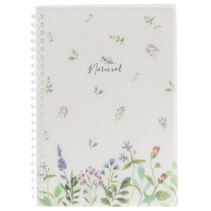 Тетрадь А5 80л клетка NATURAL BLUE FLOWERS с пластиковой обложкой