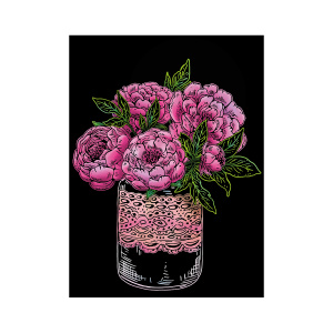 Гравюра 20 x 25,5см № 01 Пионы Hobbius