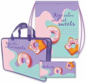 Набор подарочный Lamark So Sweety папка-портфель А4 с ручками сумка для сменной обуви косметичка