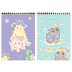 Блокнот А5 60л MESHU Cat Book пластиковая обложка на гребне