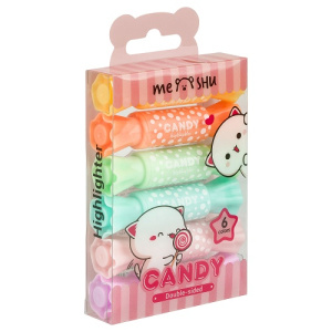 Набор текстовыделителей двусторонних 6цв MESHU Candy