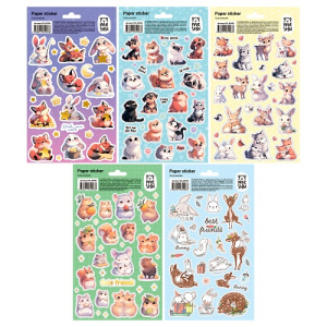 Наклейки бумажные MESHU Cute animals 12х21см