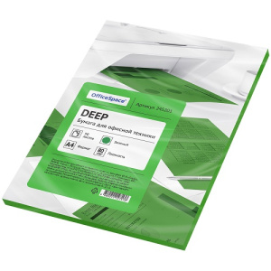 Бумага цветная офисная А4 50л 80г/м2 зеленая OfficeSpace deep