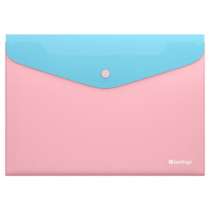 Папка на кнопке Berlingo Haze А4 200мкм софт-тач голубая/розовая