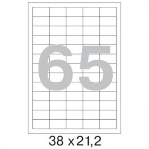 Бумага самоклеящаяся MEGA LABEL 65 шт на листе 38х21,2 мм