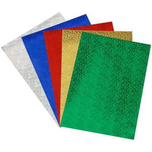 Картон цветной А4 ArtSpace 5л 5цв металлизированный голографический узор Звездочки в папке