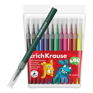 Фломастеры-кисточки 12 цветов ErichKrause Jolly Friends Washable
