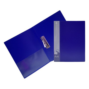 Папка пластиковая с боковым зажимом внутренним и торцевым карманом ассорти Бюрократ