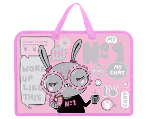 Папка для трудов А4 1 отделение Hatber В модном чате с ручками ластиковая