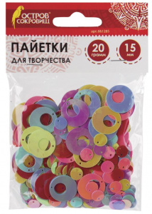 Пайетки для творчества серьги яркие цвет ассорти 5 цв 15мм 20г