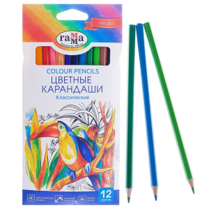 Карандаши цветные 12 цв Классические Гамма
