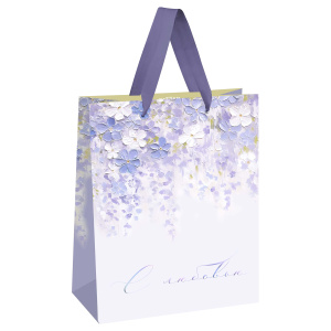 Пакет подарочный 26x32x12см MESHU Purple flowers
