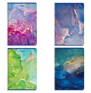 Тетрадь А4 96л BRAUBERG гребень клетка матовая ламинация Marble