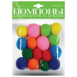 Помпоны пушистые 30мм 16шт 8 цветов