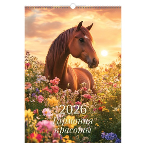 Календарь 2026 настенный перекидной 340х480мм 6л BG Лошади