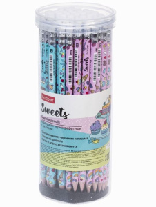 Карандаш чернографитный HB с ластиком Sweets круглый корпус