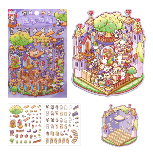 Наклейки румбокс 12,5x15см 3 листа Радужный замок 