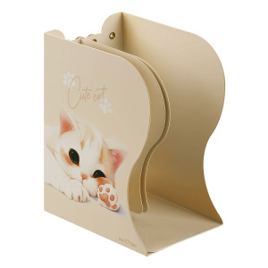 Подставка для книг MESHU Cute Cat металлическая 3 отделения раздвижная