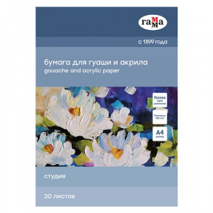 Папка для гуаши и акрила А4 20л Гамма Студия 180г/м2