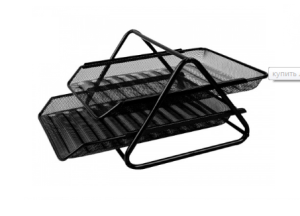 Лоток 2 отдела Deli E9183 горизонтальный металлический сетчатый размеры 350х274х185мм цвет черн