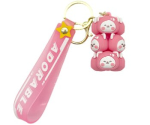 Брелок для ключей Котики резиновая фигурка 5см с карабином кольцом и петлей