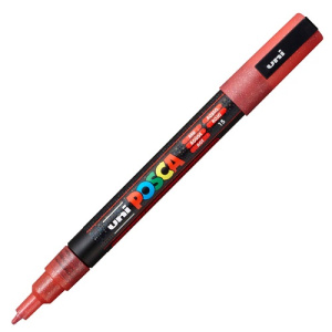 Маркер POSCA PC-3ML красный с блёстками 0.9-1.3мм пулевидный наконечник