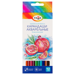 Карандаши акварельные 12 цв Гамма Классические