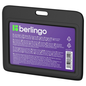 Бейдж горизонтальный Berlingo 85х55мм черный без держателя