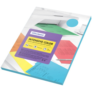 Бумага цветная А4 80г/м² 100л OfficeSpace Intensive Color голубой