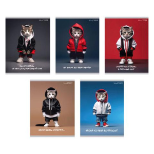 Тетрадь А5 48л клетка Банда котиков