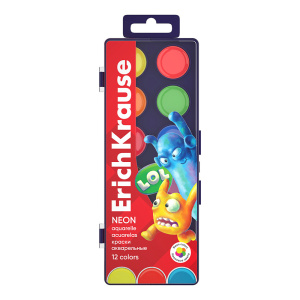Краски акварельные 12 цветов ErichKrause Jolly Friends Neon