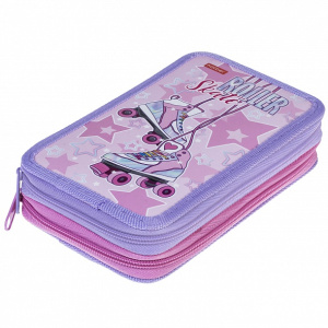 Пенал 2 отделения Hatber На роликах с таблицей умножения