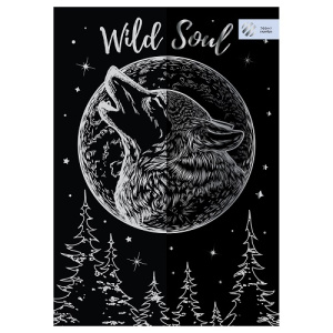 Гравюра А4 с эффектом серебра ТРИ СОВЫ Волк 