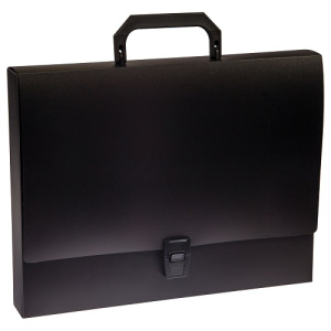 Папка-портфель А4 1 отделение СТАММ на замке пластик черный