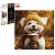 Алмазная мозаика 30x30 см Песик с кофе