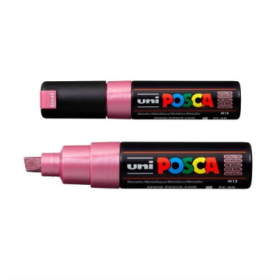 marker-posca-pc-8k-rozovyj-metallik-do-80-mm-skoshennyj-nakonechnik